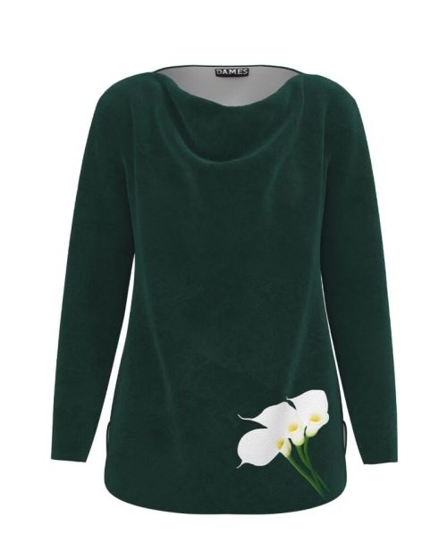 Bluza verde din catifea cu imprimeu Cale CMD1865