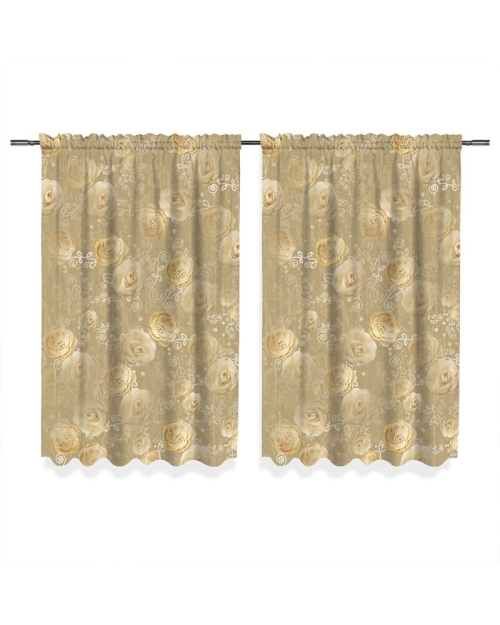 Draperie bej din satin imprimata cu model Floral CMD2064 - Img 2