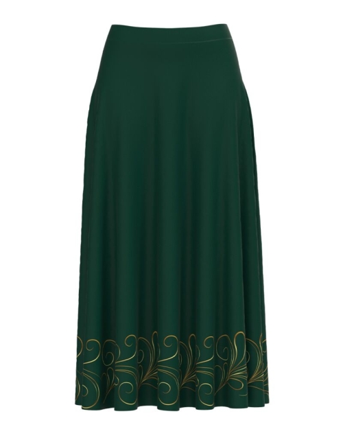 Fusta clos verde imprimata cu model floral CMD2955