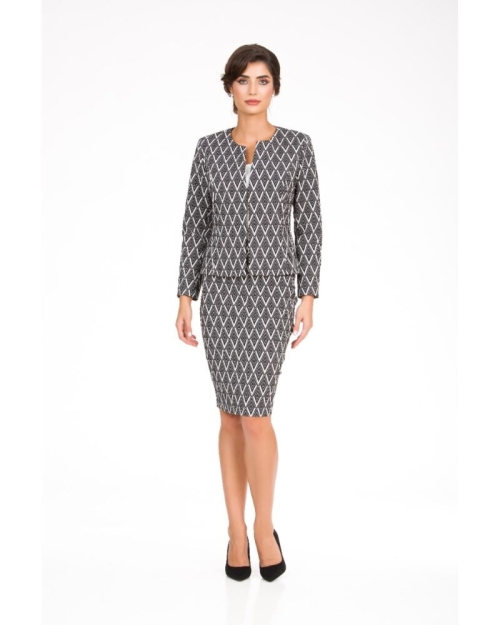 Fusta conica cu model geometric alb negru CMD3385 - Img 2