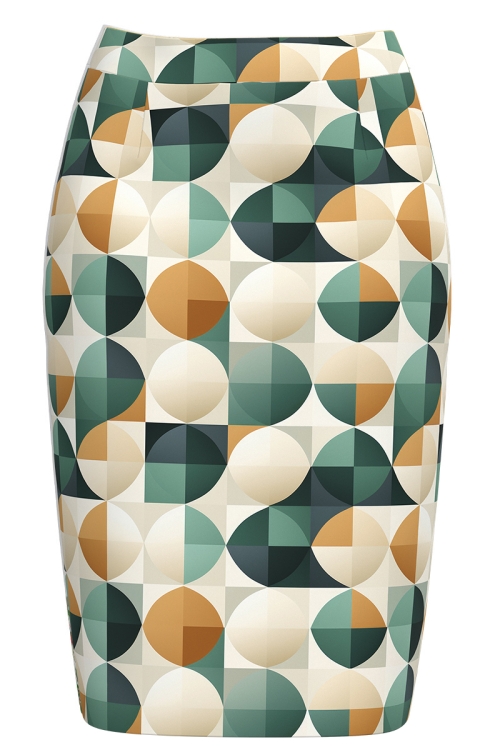 Fusta conica imprimata cu model Geometric