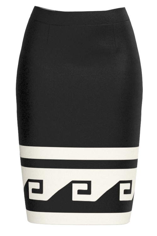Fusta conica neagra imprimata cu model Aztec