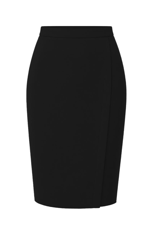 Fusta conica negru Tivoli cu fenta si slit pe picior