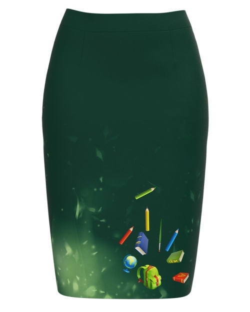 Fusta conica verde imprimata cu model Back to school CMD2999 - Img 1
