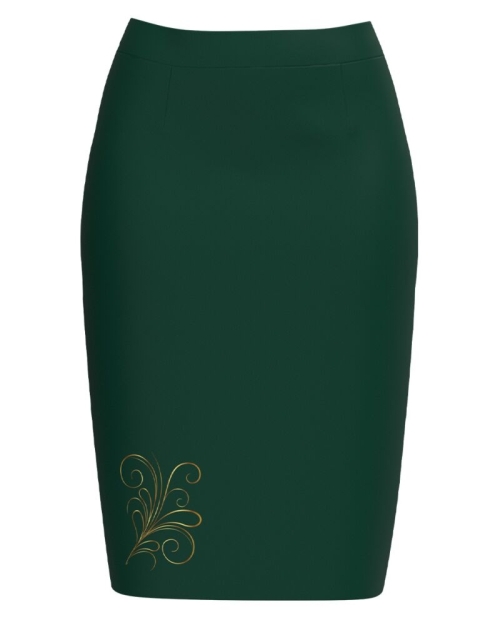 Fusta conica verde imprimata cu model Floral CMD3807