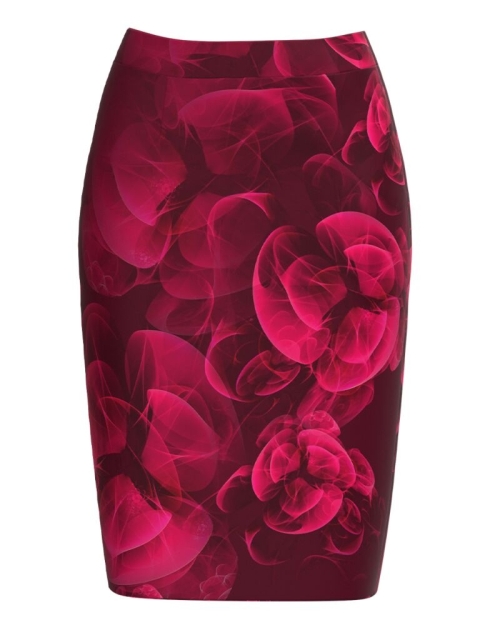 Fusta conica Viva Magenta imprimata cu model floral abstract CMD3671 - Img 1