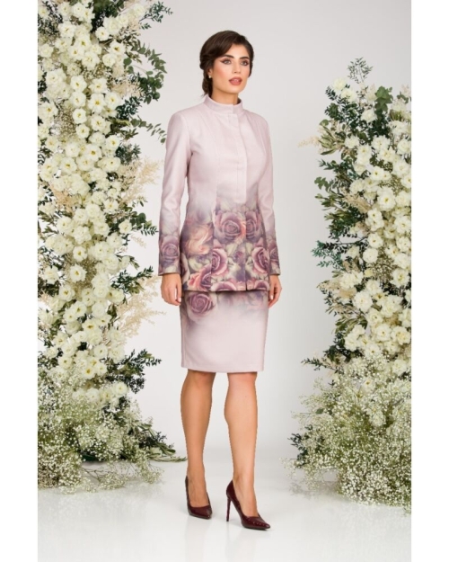 Palton dama bej elegant si calduros imprimat Floral CMD1462 - Img 4