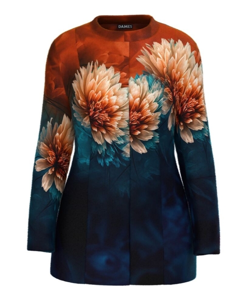 Palton de dama elegant si calduros imprimat cu model floral CMD4730