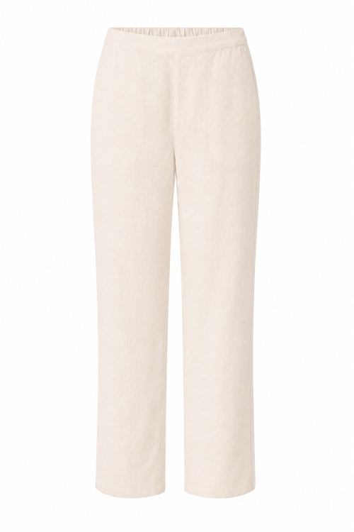 Pantaloni crem drepti din vascoza