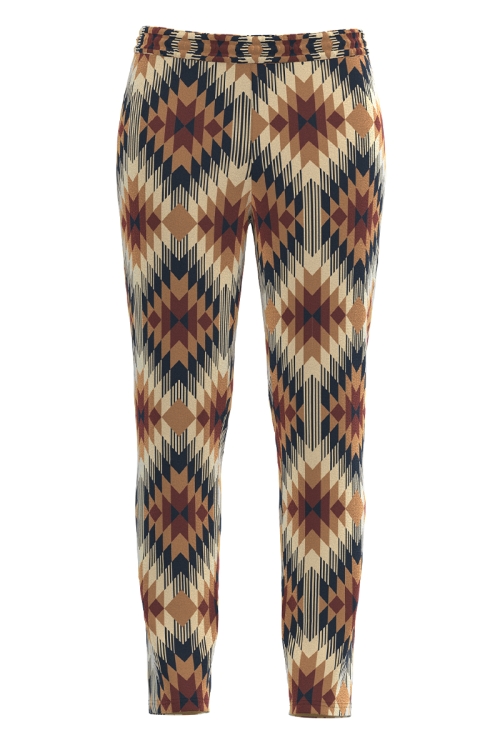 Pantaloni din catifea cu buzunare imprimati traditional