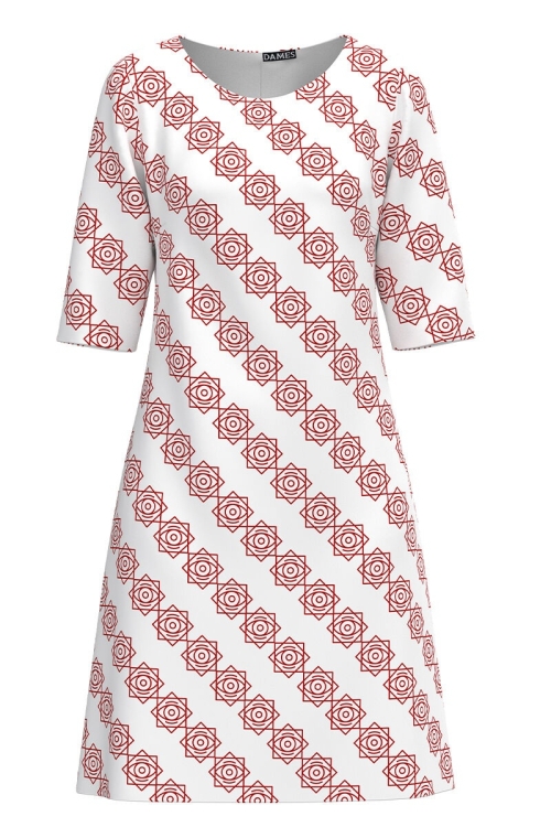 Rochie alba casual imprimata Simbol CMD3959