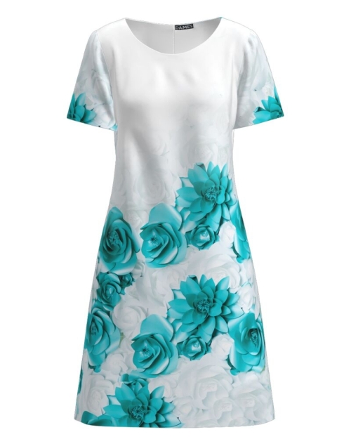 Rochie alba evazata imprimata cu model floral CMD2806 - Img 1