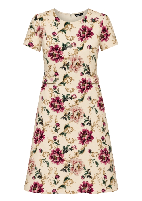 Rochie bej din crepe cu cordon reglabil Gradini Regale