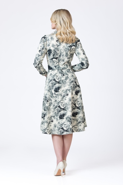 Rochie camasa cu maneca lunga imprimata grafic AW24 - Img 5