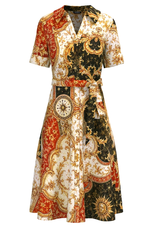 Rochie camasa din in cu imprimeu Regal