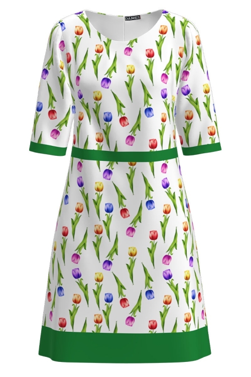 Rochie casual alba imprimata Lalele CMD2483 - Img 2
