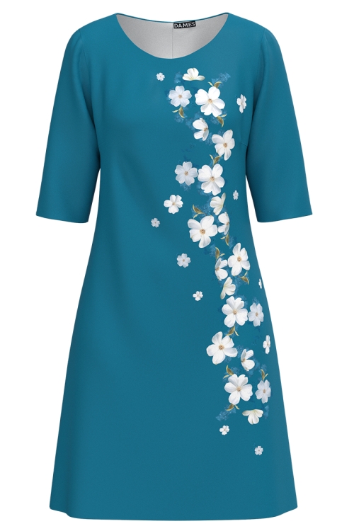 Rochie casual albastru marin imprimata floral SS25