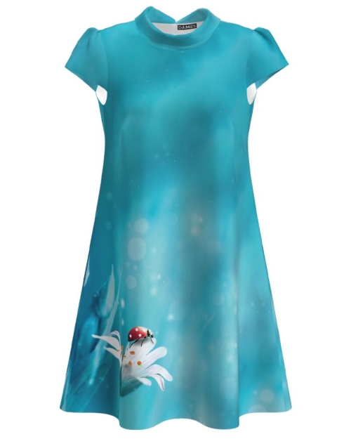 Rochie casual bleu imprimata Buburuza CMD2126 - Img 1