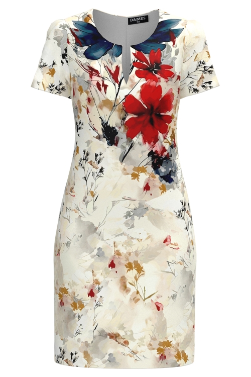 Rochie casual cu decolteu in V imprimata floral