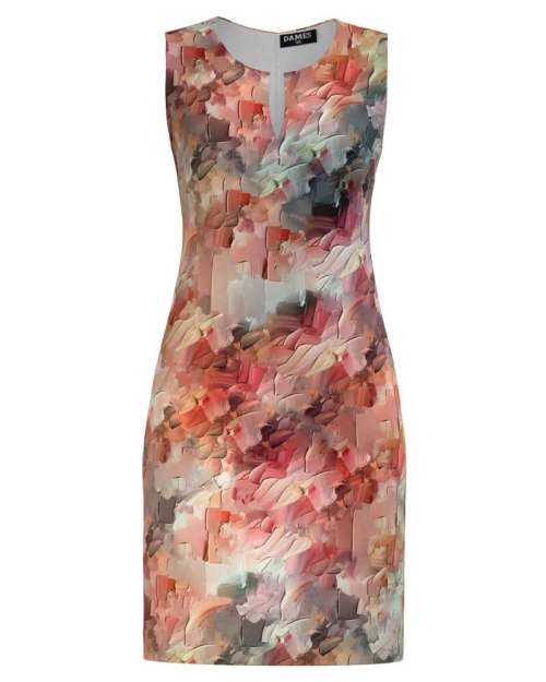 Rochie casual cu decolteu lacrima imprimata multicolor SS24 - Img 1