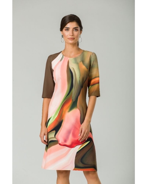 Rochie casual cu maneca imprimata digital abstract CMD163 - Img 4