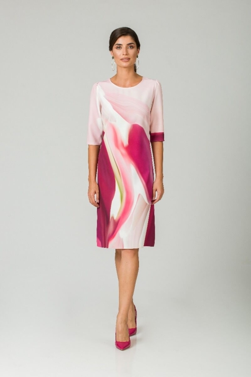 Rochie casual cu maneca imprimata digital abstract CMD168 - Img 7