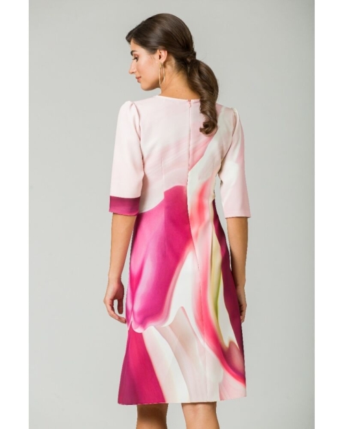 Rochie casual cu maneca imprimata digital abstract CMD168 - Img 5