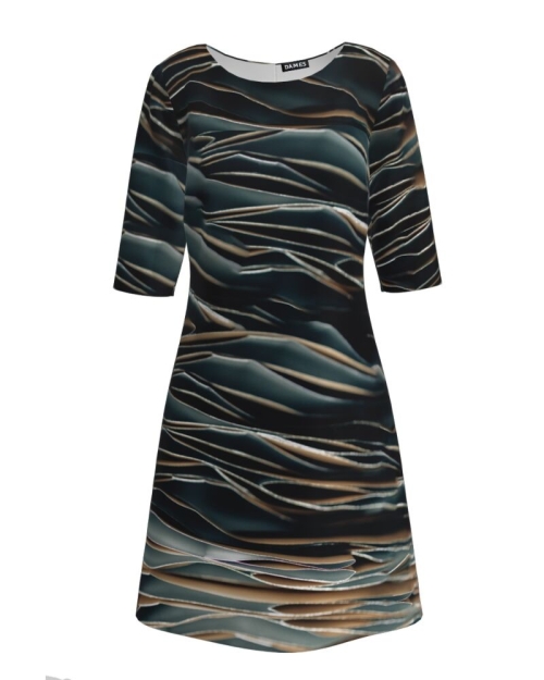 Rochie casual cu maneca imprimata digital abstract Terra CMD189 - Img 1