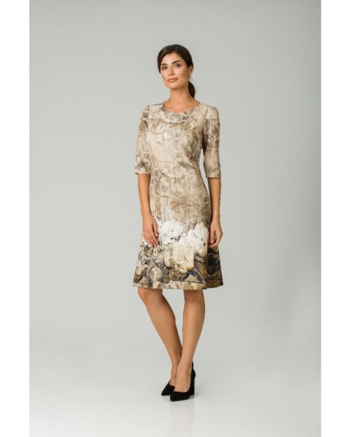 Rochie casual cu maneca imprimata digital floral Bujori CMD214 - Img 1