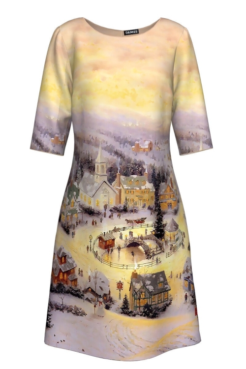 Rochie casual degrade imprimata Craciun CMD302 - Img 2