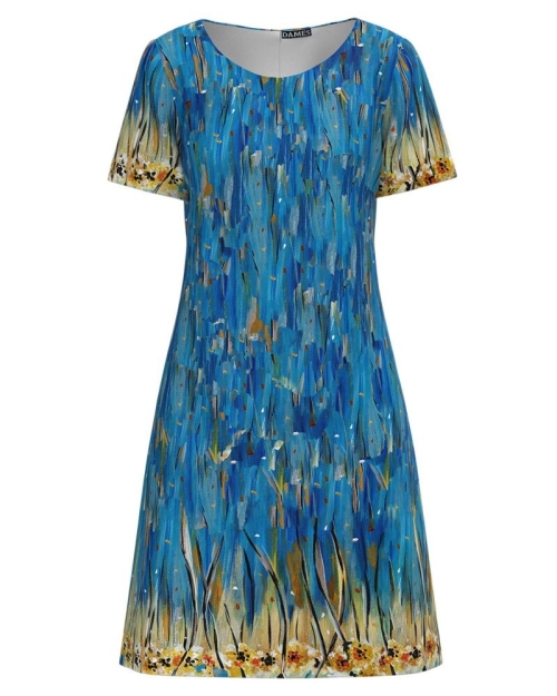 Rochie casual evazata imprimata cu model floral