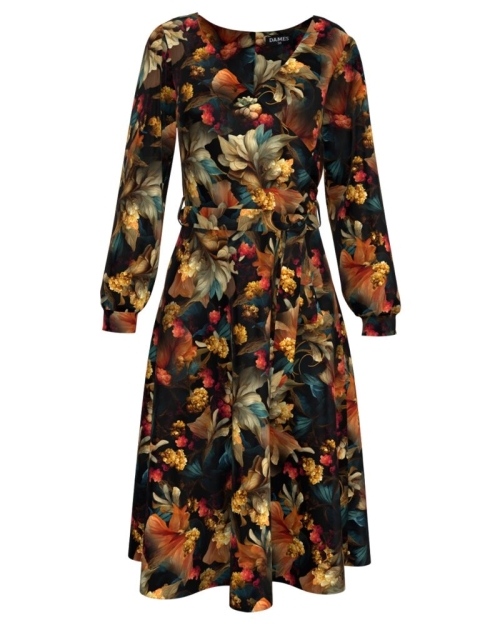 Rochie casual imprimata cu model floral multicolor