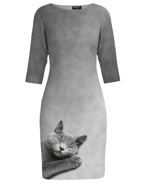 Rochie casual imprimata cu model Pisica CMD4102 - Img 1