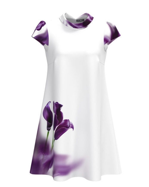Rochie casual imprimata digital cu model Cale mov CMD891 - Img 1