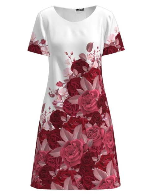 Rochie casual imprimata digital cu model Trandafiri CMD903 - Img 1
