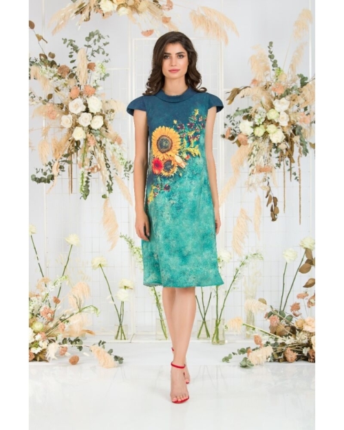 Rochie casual imprimata digital Floarea soarelui CMD705 - Img 6