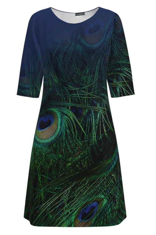Rochie casual imprimata digital Paun CMD1424 - Img 2