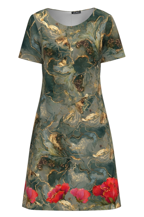 Rochie casual imprimata flori de mac