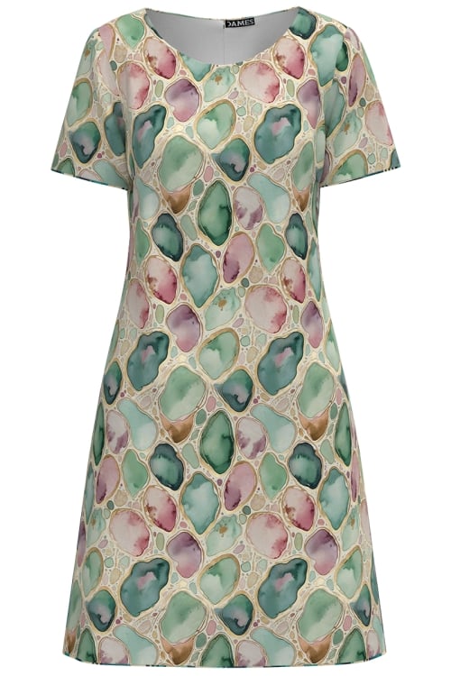 Rochie casual imprimata Pietre de acuarela
