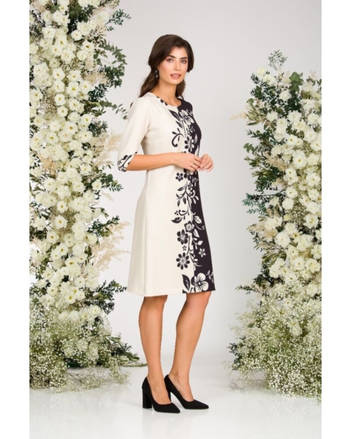 Rochie casual in doua culori imprimata cu model floral - Img 4