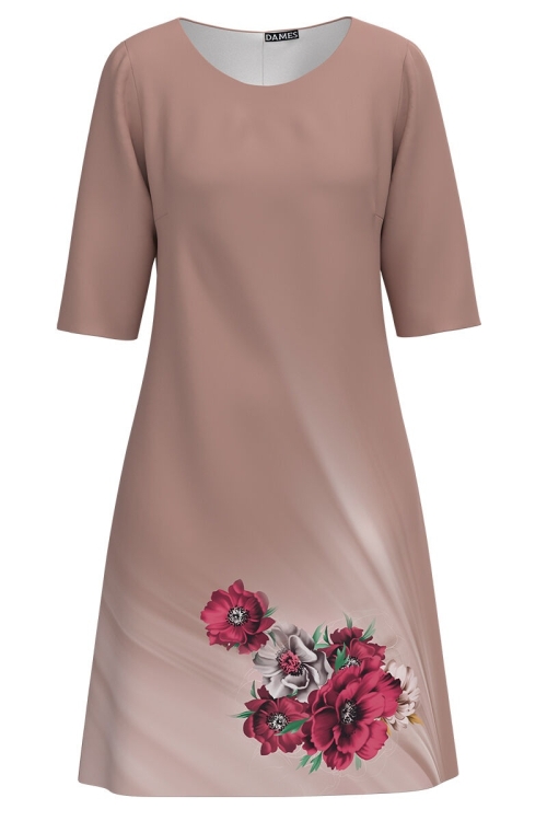 Rochie casual in nuante de maro imprimata cu model floral CMD3118
