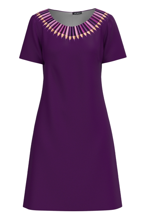 Rochie casual mov cu maneca scurta Creioane colorate