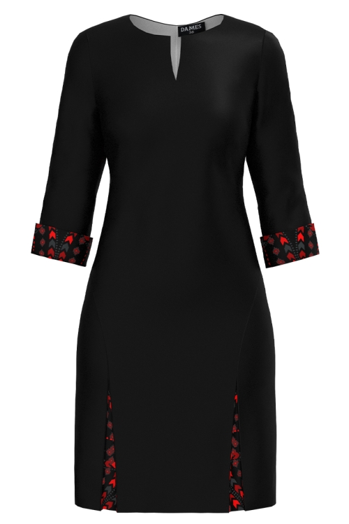 Rochie casual neagra cu detalii imprimate floral