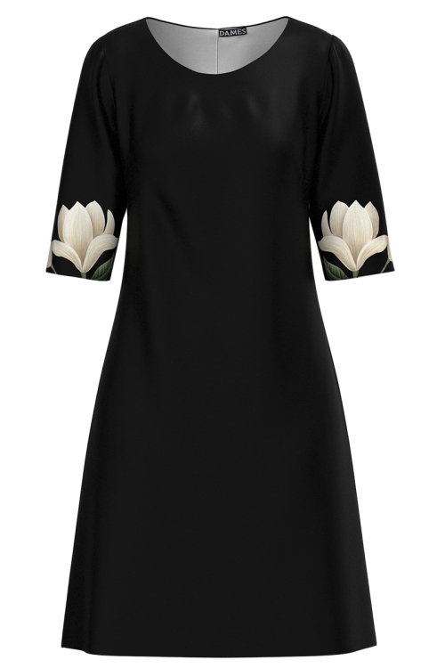 Rochie casual neagra imprimata floral