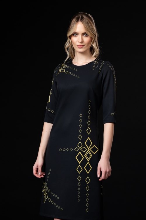 Rochie casual neagra imprimata Infinit