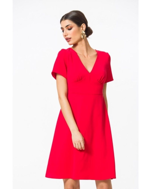 Rochie casual PREMIUM, Rubin cu maneca scurta DP011 - Img 1