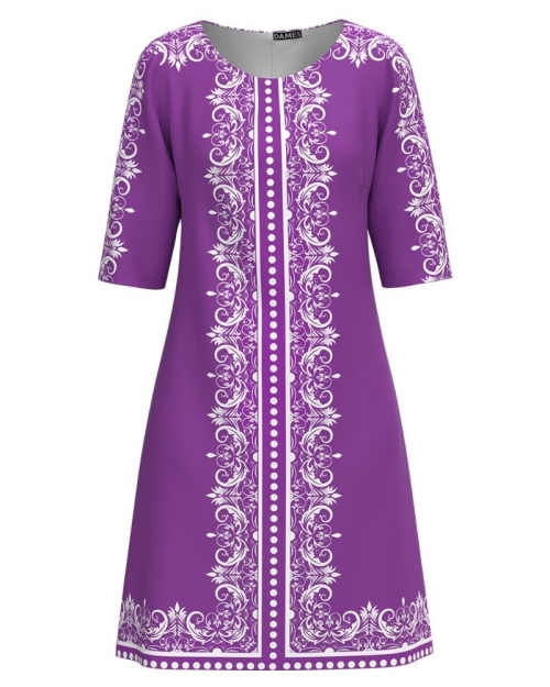 Rochie casual purple imprimata digital cu model floral CMD2034 - Img 1