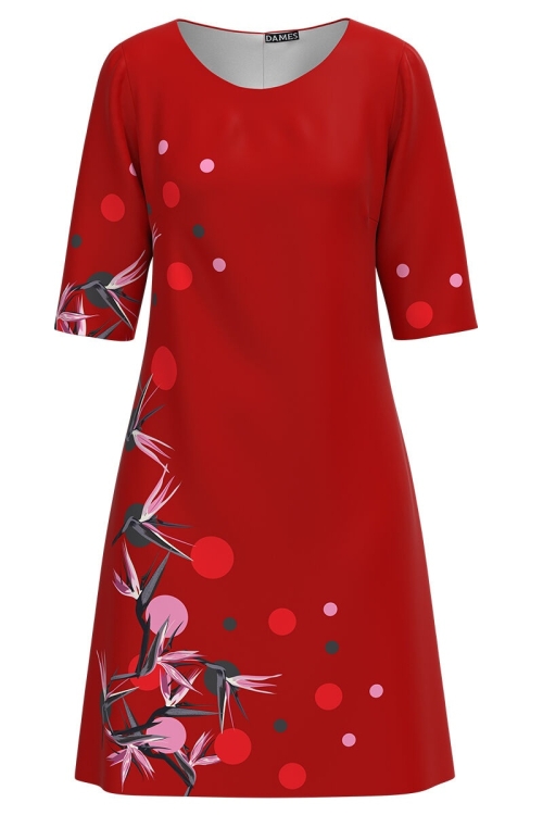 Rochie casual rosie imprimata cu model floral CMD3068