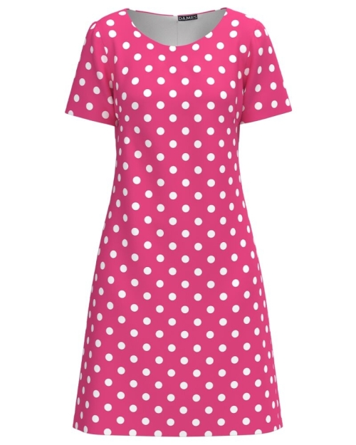 Rochie casual roz imprimata cu model buline CMD4523