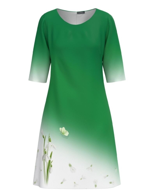 Rochie casual verde imprimata cu model Ghiocei CMD3905